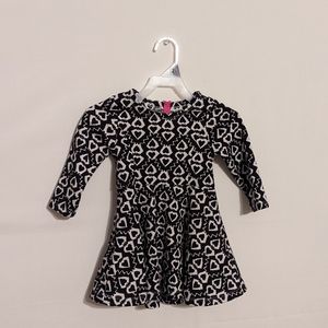 Fabkids xs toddler girls black and white 3/4 sleeves skater style dress …